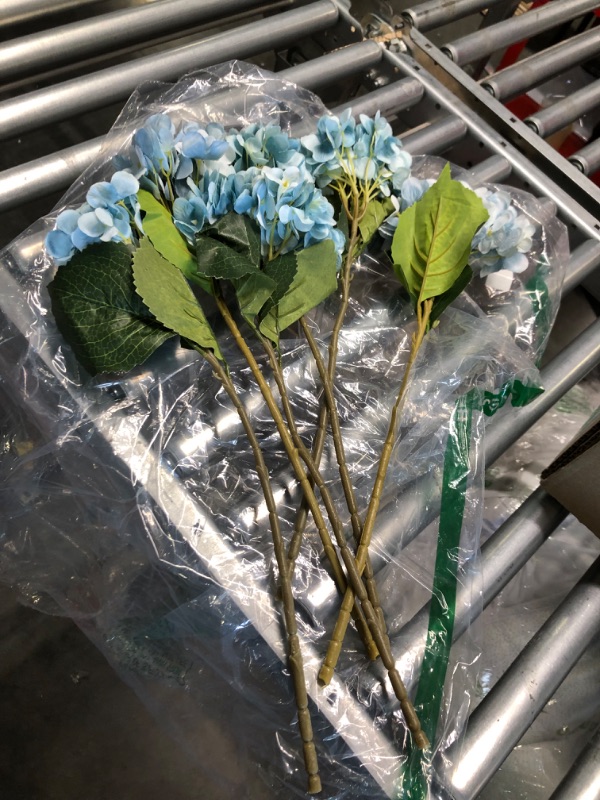 Photo 3 of Artificial Blue Hydrangeas Tall Artificial Hydrangea Stems 24.8" Faux Hydrangea Silk Flowers Fake Hydrangea Resuable for Party,Home,Office Decor, Artificial Flower Perfect for Wedding Decor Gift-3 Aqua Blue #3 3PCS