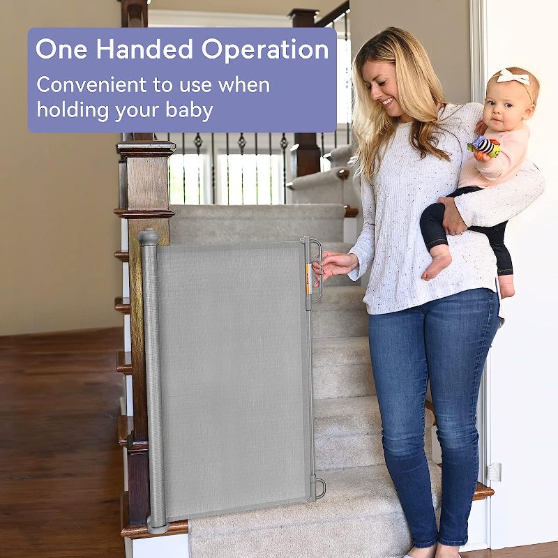 Photo 1 of Momcozy Retractable Baby Gate, 33" Tall, Extends up to 55" Wide, Child Safety Baby Gates for Stairs, Doorways, Hallways, Indoor, Outdoor
