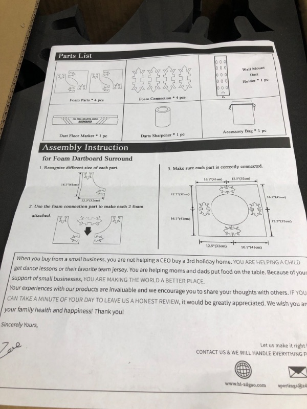 Photo 2 of  Foam Dartboard Surround Ring - EVA Reversible Dart Board Surround | 4X Piece Dart Wall Protector - Interlocking Design | Easy Assembly | Darts...