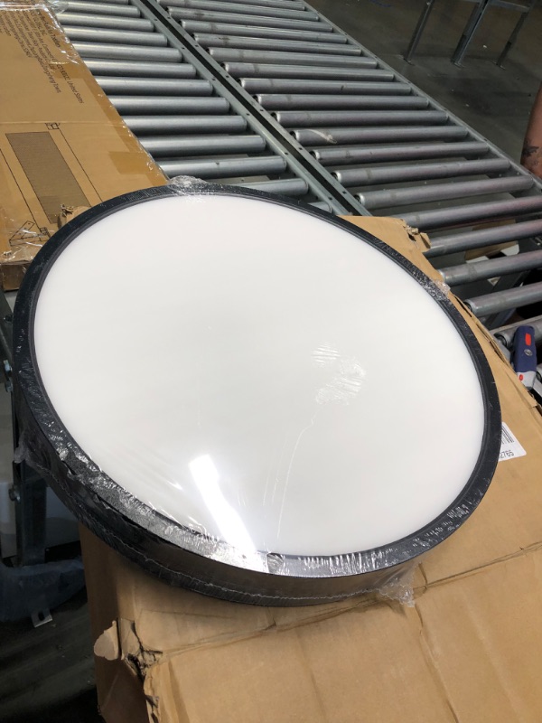 Photo 3 of 18 Inch LED Round Flat Panel Light, Black, 32W, 3200lm, 3000K/4000K/5000K CCT Selectable, 120°Beam Angle, Dimmable Edge-Lit Flush Mount Ceiling Light Fixture - ETL Listed