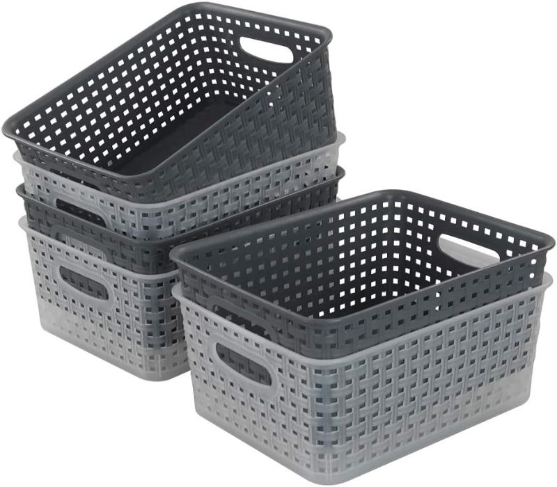 Photo 1 of AnnkkyUS 6-Pack Small Weave Basket, Plastic Storage Bins