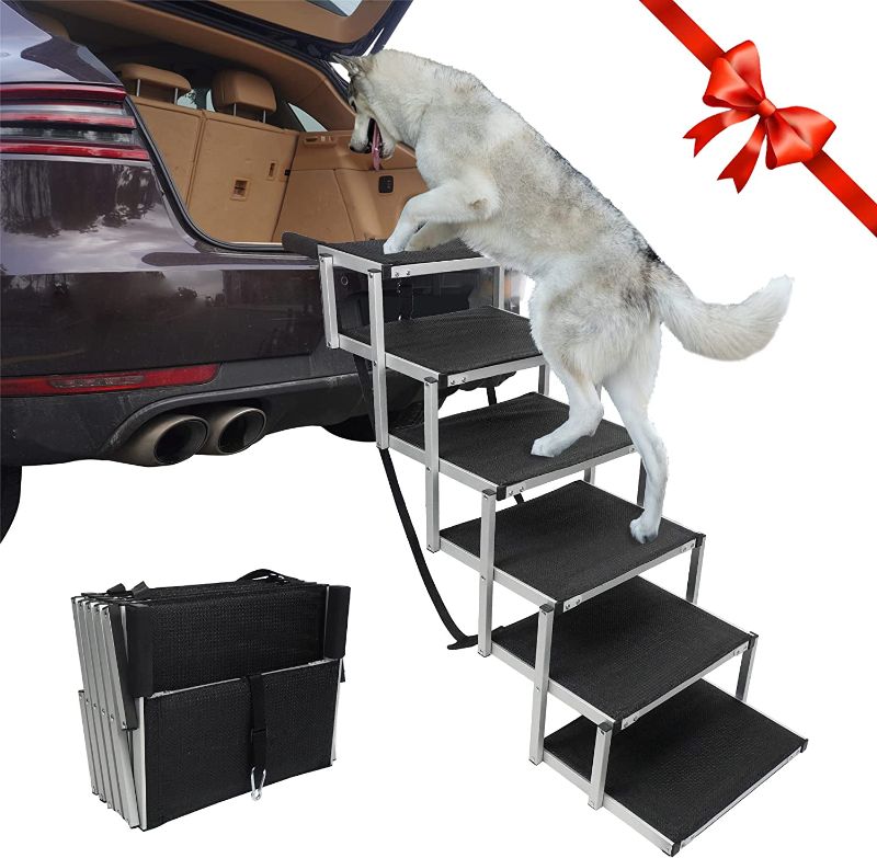 Photo 1 of 
YEPHHO Dog Ramp for Large Dogs SUV, Sturdy and Lightweight Dog Stair Aluminum Foldable Dog Ramp Ladder with Nonslip Surface, Dog ramp for Cars, Pet stair