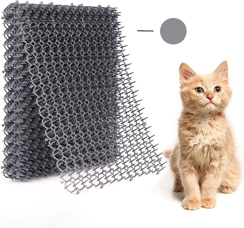 Photo 1 of Cat Deterrent Scat Mat for Cats - Cat Spike Mat (Set of 10, Grey) 16.5 x 13.4 Inch with 1 Inch Spikes is A Perfect Cat Repellent Indoor & Outdoor for All Seasons