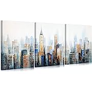 Photo 1 of 
New York City Wall Art: Set of 3 NYC Skyline Canvas Pictures Wall Decor City View Painting Cityscape Artwork Abstract New York Vintage Poster for Living Room Framed 12"x16"x3 PanelsNew York City Wall Art: Set of 3 NYC Skyline Canvas Pictures Wall Decor C