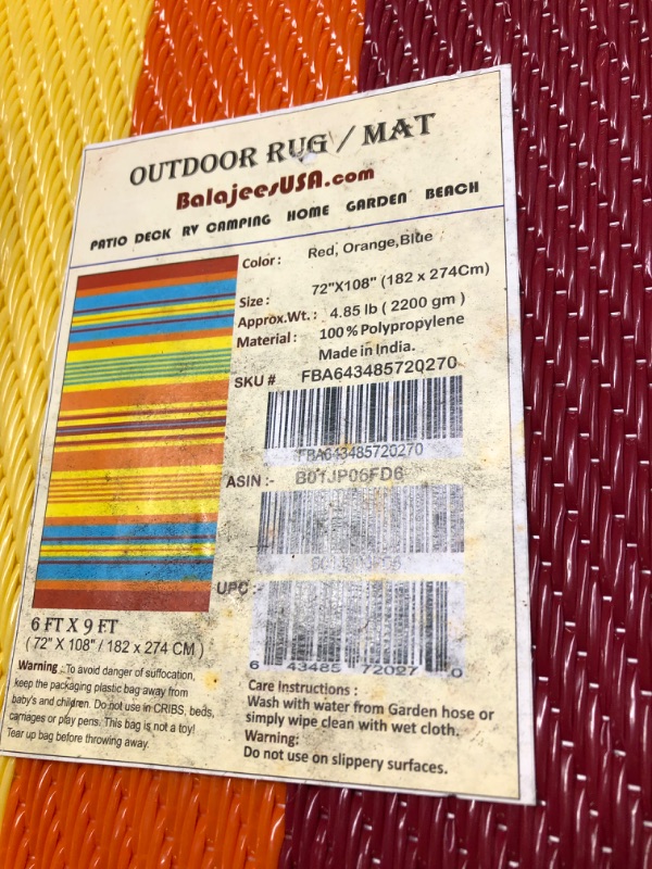Photo 1 of BalajeesUSA Outdoor Patio Rugs clearance 6'x9' (183 cm x 274 cm) Multi Color 20270 6 ft x 9 ft Multi