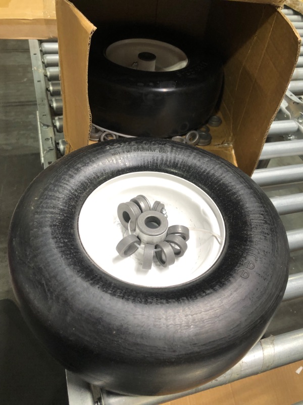 Photo 2 of 13x5.00-6 Solid Tubeless Smooth Tire w/Steel Wheel Fits Deck 36"-46" Residential Riding Lawn Mower & Garden Tractor -Hub 3.25"-5.9" - Bore ID 3/4" 135006