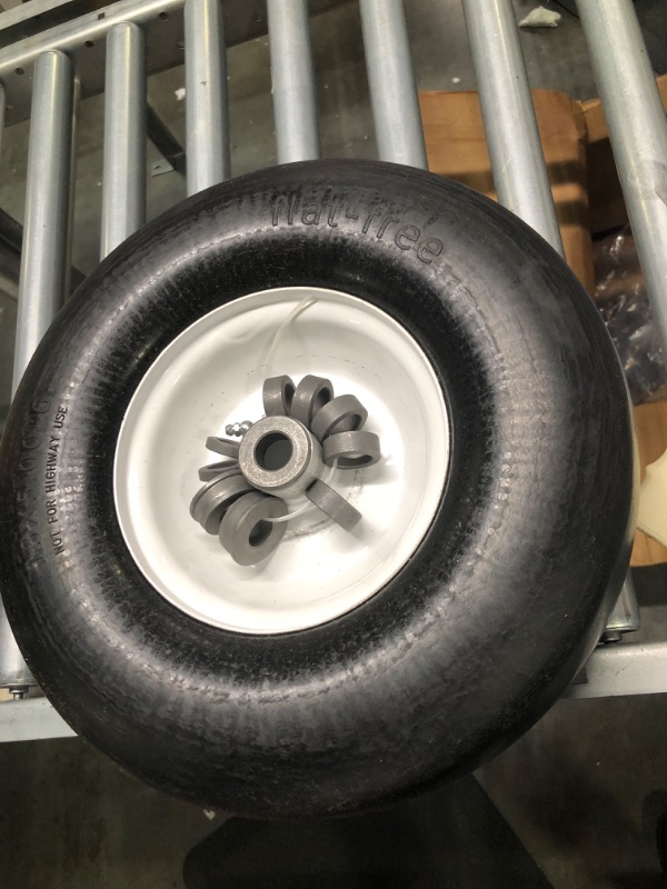Photo 1 of 13x5.00-6 Solid Tubeless Smooth Tire w/Steel Wheel Fits Deck 36"-46" Residential Riding Lawn Mower & Garden Tractor -Hub 3.25"-5.9" - Bore ID 3/4" 135006