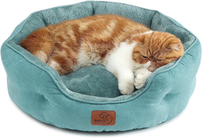 Photo 1 of 
Bedsure Small Dog Bed for Small Dogs Washable - Round Cat Beds for Indoor Cats, Round Pet Bed for Puppy and Kitten with Slip-Resistant Bottom, Blue, 20 Inches