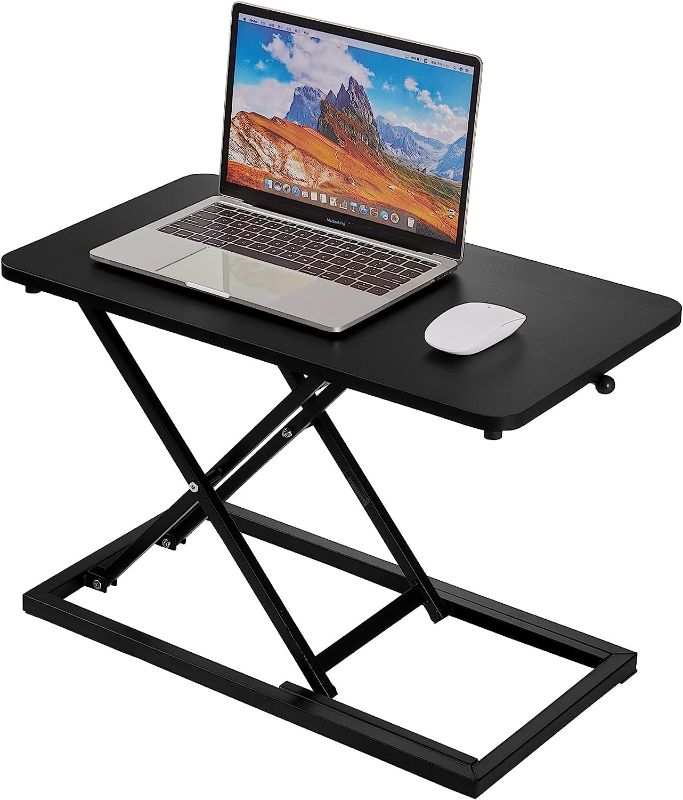 Photo 1 of yoopin Standing Desk Converter Matte Black?Stand up Desk Riser on The Table?Adjustable Height Table top Apply for Laptop and Single Monitor Workstation Office Use.(23.6×13.7×15.7inch)
