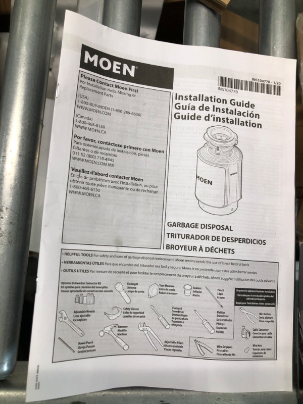 Photo 2 of 
Moen GXP50C Prep Series PRO 1/2 HP Continuous Feed Garbage Disposal, Power Cord Included