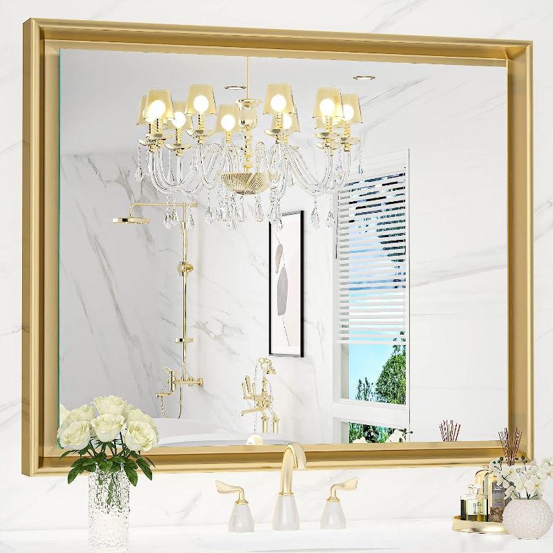 Photo 1 of 
Vosuja 30x36 Inch Bathroom Mirrors for Wall, Metal Framed Wall Mirrors with Non-Rusting Aluminum Alloy Metal Frame,Tempered Glass, Rectangle Wall Mounted...