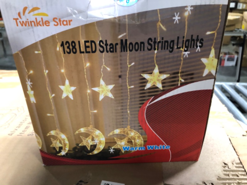 Photo 3 of 
Twinkle Star 138 LED Star Moon Curtain String Lights, 8 Modes Decorations for Ramadan, Christmas, Wedding, Party, Home, Patio Lawn, Warm White (USB Powered)Twinkle Star 138 LED Star Moon Curtain String Lights, 8 Modes Decorations for Ramadan, Christmas, 