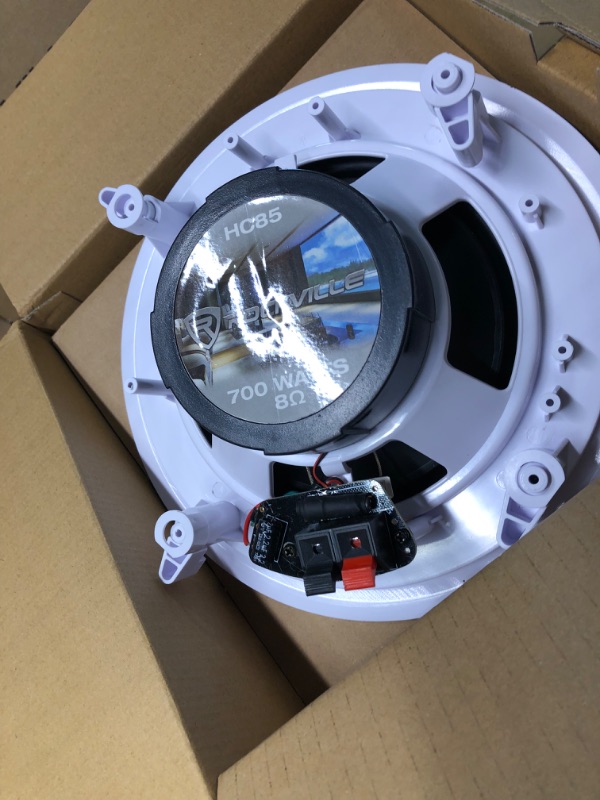 Photo 1 of Rockville Pair HC85 8" Inch 700 Watt in-Ceiling Home Theater Speakers 8 Ohm, White 8 inch White 8 Ohm