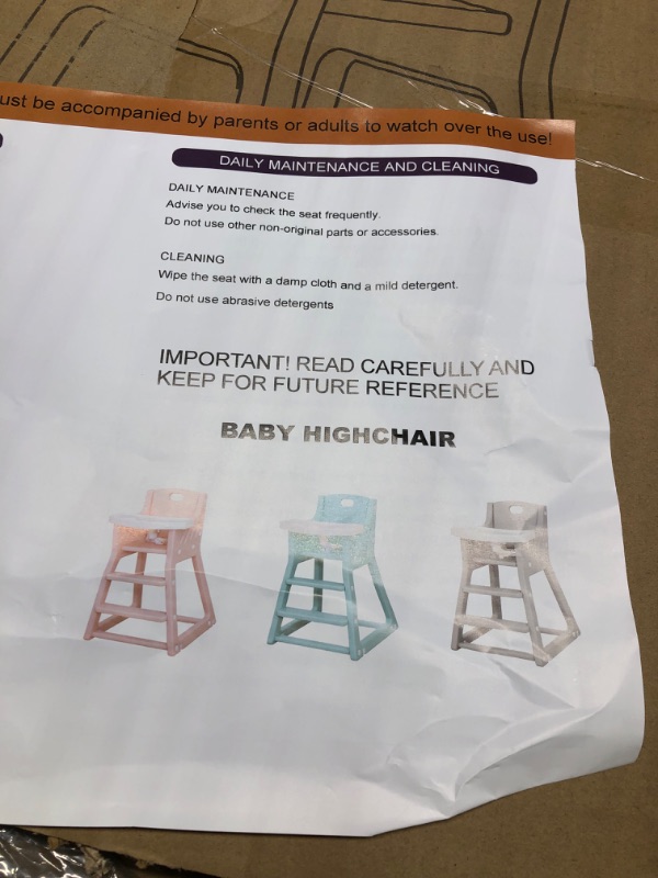 Photo 1 of Baby High Chair, with Feeding Tray Children's Dining Chair, Safe and Solid Shape Structure Design, Easy to Clean, Can be Directly Washed-Pink