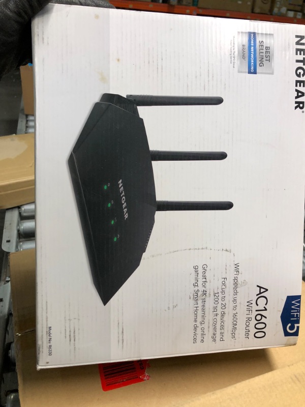 Photo 1 of NETGEAR WiFi Router (R6330) - AC1600 Dual Band Wireless Speed (up to 1600 Mbps) | Up to 1200 sq ft Coverage & 20 Devices | 4 x 1G Ethernet and 1 x 2.0 USB Ports (R6330-1AZNAS) AC1600 WiFi with MU_MIMO
unable to test
