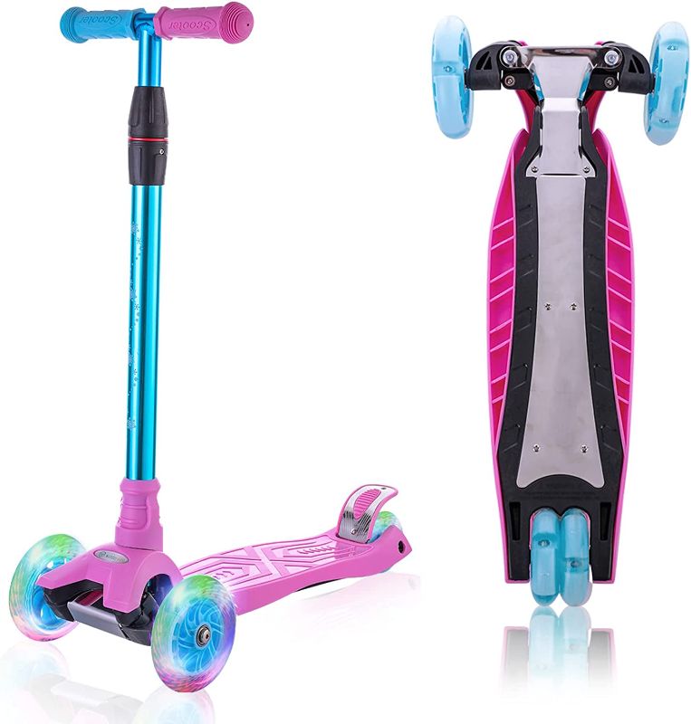 Photo 1 of 3 Wheel Scooter for Kids, Kids Scooter with Light Up Wheels, Sturdy Deck Design, and 4 Height Adjustable Suitable for Kids Ages 3-12