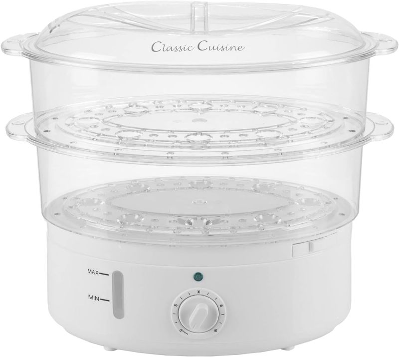 Photo 1 of Classic Cuisine Food Steamer and Rice Cooker in one, Two-Tier Food Steamer for Healthy Meals anytime, cooks Vegetables, Fish, Dumplings, Eggs and more, 6.3 QT, Clear