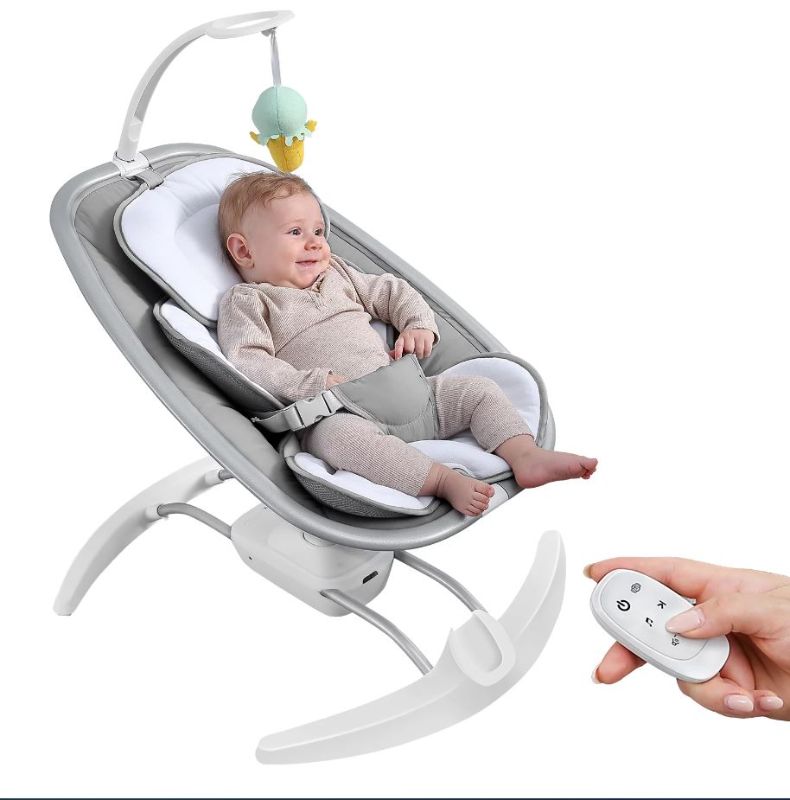 Photo 1 of Baby Swing for Infants | Electric Bouncer for Babies,Portable Swing for Baby Boy Girl,Remote Control Indoor Baby Rocker with 5 Sway Speeds
Swing inside box has a different plush than the one shown in photo,

