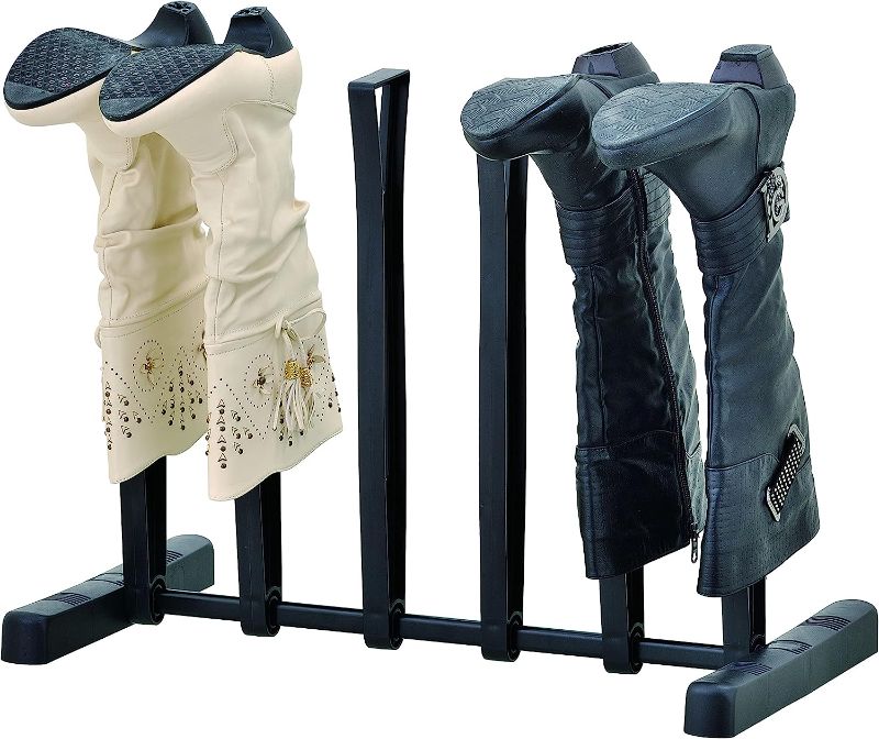 Photo 1 of 3-Pair Tall Boot Storage Holder & Shape Maintainer and Dry Rack Shoe Stand, Black by Madison Home Products