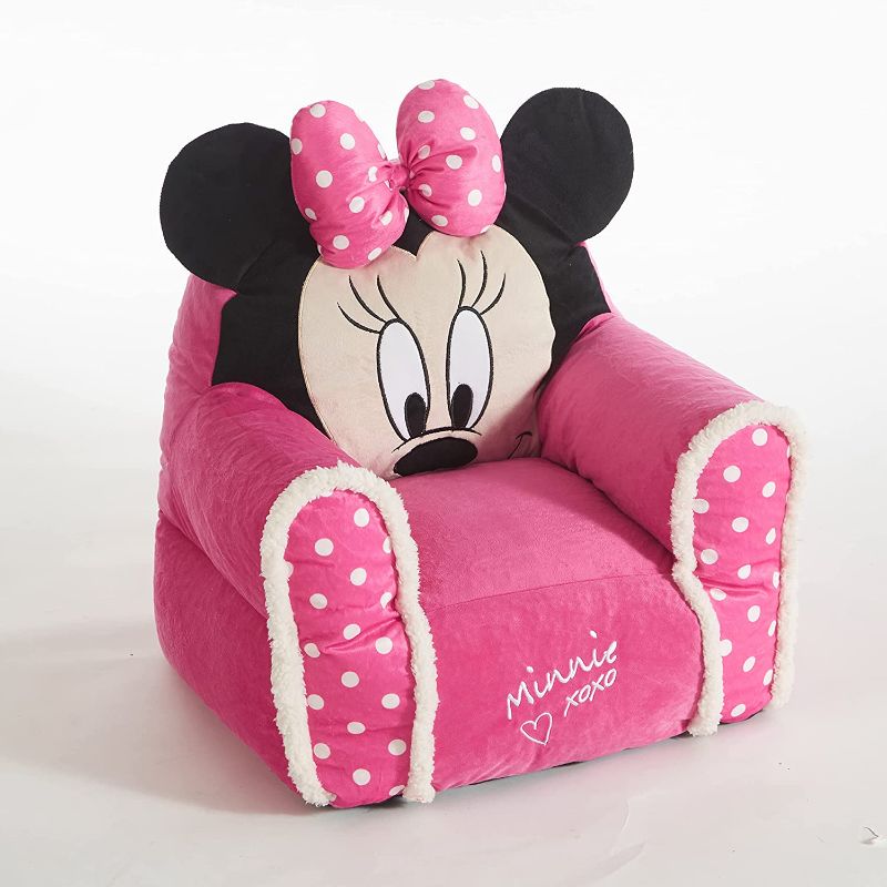 Photo 1 of Idea Nuova Minnie Mouse Figural Sherpa Trim Bean Bag Chair, Small, Pink