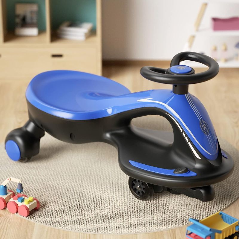 Photo 2 of GLAF Electric Wiggle Car for Kids Ride On Toys for Toddler Age 3 Years and up Electric Vehicles for Boys Girls with Rechargable Battery Powered Pedal Anti-Rollover Wheels with Lights (Blue)