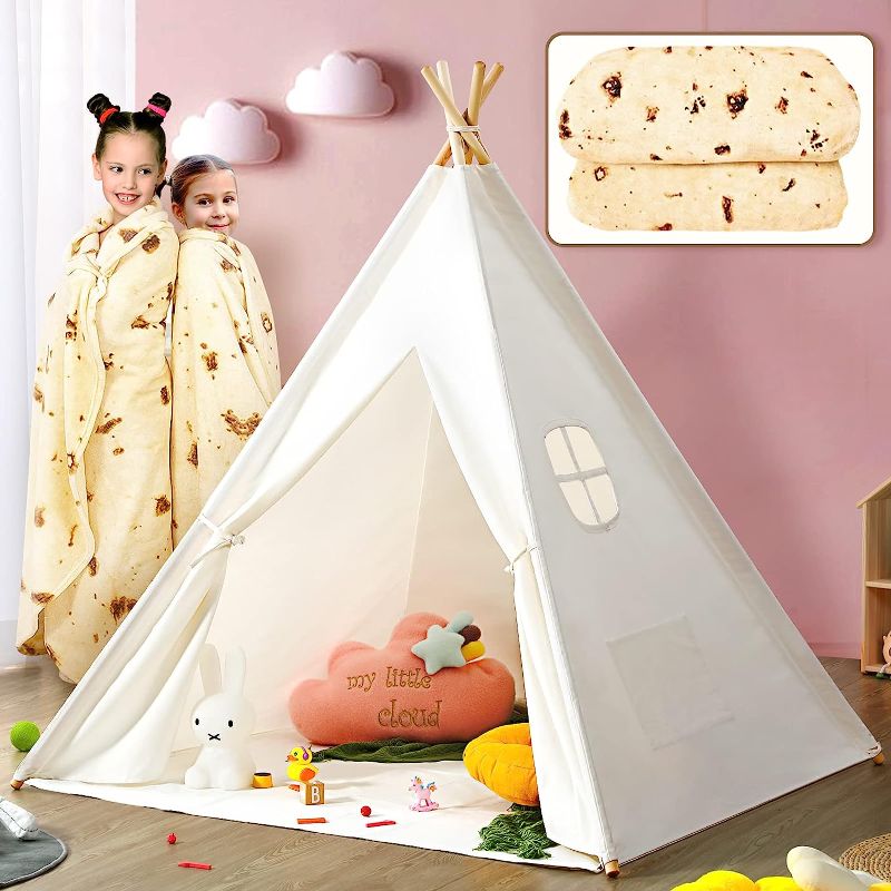 Photo 1 of 
Kids Teepee Tent for Kids,Kids Play Tent for Girls & Boys, Gifts Playhouse for Kids Indoor Outdoor Games, Kids Toys House for Baby with Colored Flag &Feathers &Carry Case (Teepe