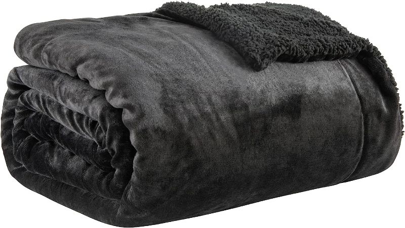 Photo 1 of BEDELITE Sherpa Fleece Blanket Black Throw Blanket for Couch & Bed- 480GSM Thick Warm Winter Blankets, Super Soft & Cozy Fuzzy Blanket