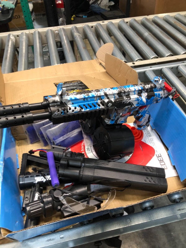 Photo 1 of OENLOL Gel Ball Blaster Double Barrel, Orby Gun Semi/Full-Auto, M416 Gel Gun Toy with 60000 Water Beads Outdoor Activities Games for Adults and Kids Age 12+ Blue Graffiti
