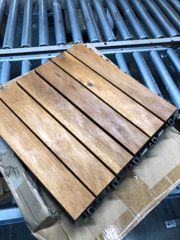 Photo 3 of Bare Decor EZ-Floor Tiles in Solid Teak Wood (Set of 10), Long 9 Slat & EZ-Floor Corner Trim Piece Interlocking Flooring in Solid Teak Wood (Set of 8), Oiled Finish