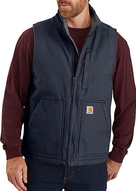 Photo 1 of Carhartt Men's Loose Fit Washed Duck Sherpa-Lined Mock-Neck Vest