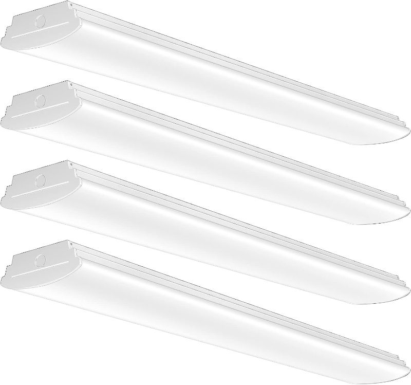 Photo 1 of ANTLUX 4FT LED Wraparound Light Flush Mount Garage Shop Lights, 50W 5600 Lumens, 4000K, 4 Foot LED Wrap Light, Integrated Linear Puff Ceiling Lighting Fixtures for Workshop, Office, Kitchen, 4 Pack