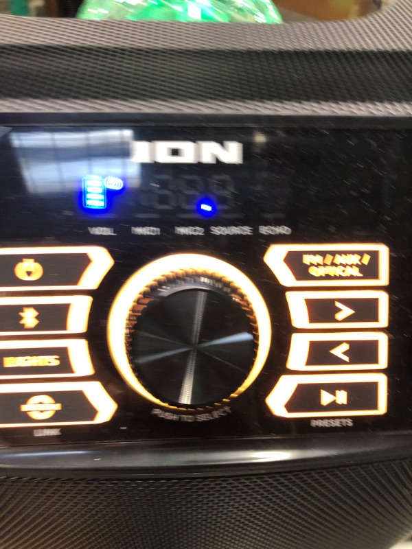 Photo 1 of ION Party Rocker Max Portable Bluetooth Party Speaker with Karaoke Microphone Lights and Radio for Birthday, Pool Party, BBQ – Powerful, 120W 120W with lights