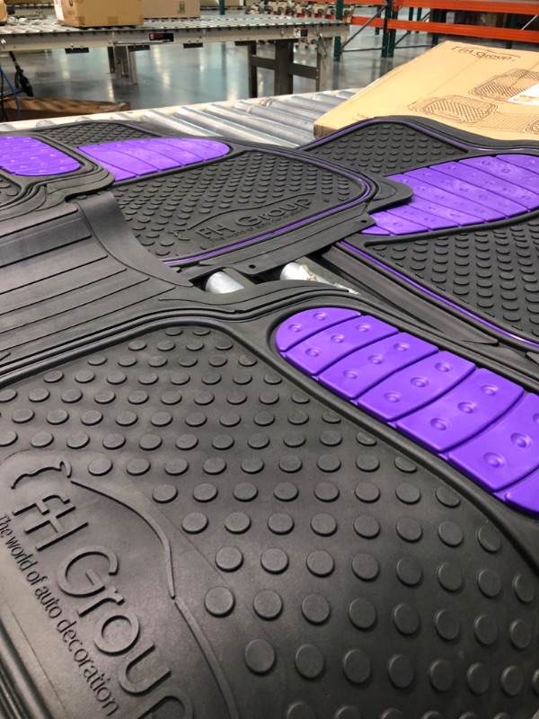 Photo 3 of Automotive Floor Mats Purple ClimaProof for all weather protection Universal Fit Heavy Duty Rubber fits most Cars, SUVs, and Trucks (Full Set Trim to Fit) FH Group F11500PURPLE