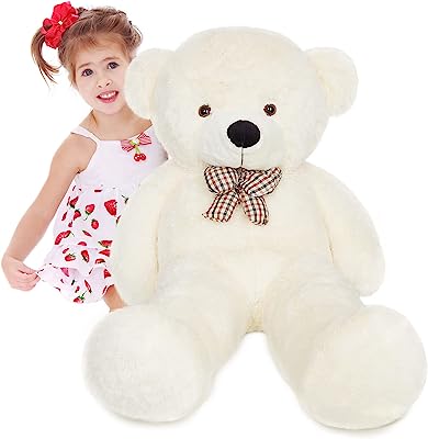 Photo 1 of Large Bear 4ft Big White Bear Stuffed Plush Animals Toy Soft Cuddly Stuffed Plush Bear for Kids Baby Girlfriend Boyfriend Valentine's Day Birthday, 47 Inch