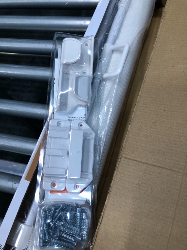 Photo 1 of Extra Wide Retractable Dog Gate Retractable Baby Gates for Stair Mesh Safety Doorway Pet gate Fabric Outdoor Indoor Dog Gate (White)