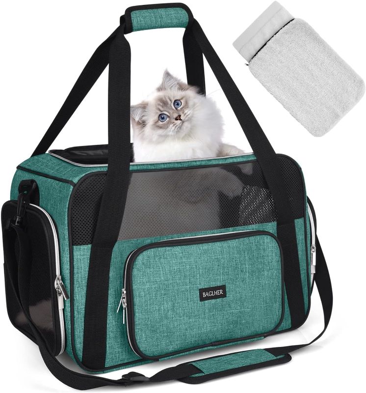 Photo 1 of BAGLHER Pet Travel Carrier, Cat Carriers Dog Carrier for Small Medium Cats Dogs Puppies, Airline Approved Small Dog Carrier Soft Sided, Collapsible Puppy Carrier. Green