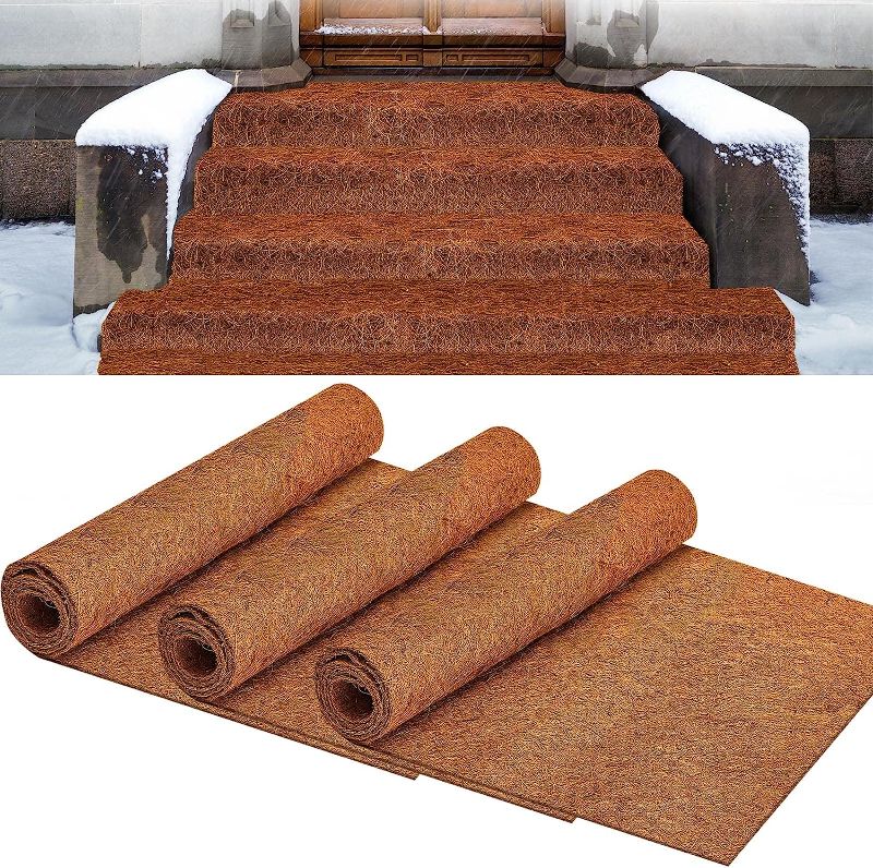 Photo 1 of 3 Pcs 16 Inch Wide No Slip Ice and Snow Carpet Mats Natural Coconut Fiber Carpet Snow Mat for Outdoor Front Door Garden Hallway Walkway Porch Stairs