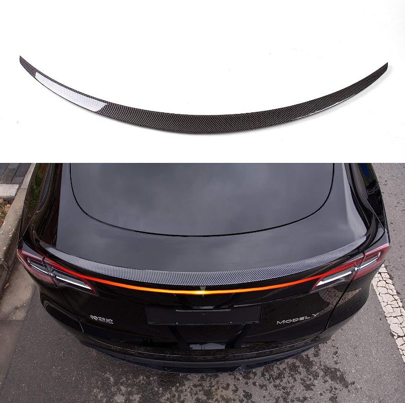 Photo 1 of Xipoo Fit Tesla Model Y Spoiler Original Rear Spoiler Wing Lip for 2020 2021 2022 2023 Tesla Model Y Accessories(Glossy Carbon Fiber)