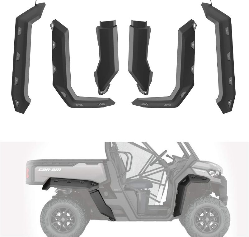 Photo 1 of A & UTV PRO Defender Fender Flare Extended Wider,Front & Rear Extensions Compatible with Can Am Defender HD5 / HD8 / HD10 / MAX 2016-2023,Replace OEM # 715006821 715002424, Black