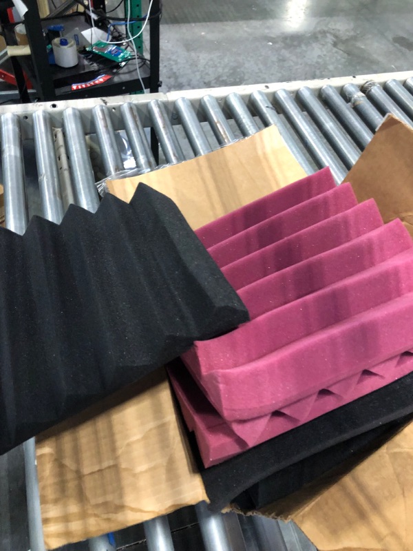 Photo 3 of 12 Pack Burgundy BLACK 2" x 12" x 12" Acoustic Wedge Studio Foam Sound Absorption Wall Panels