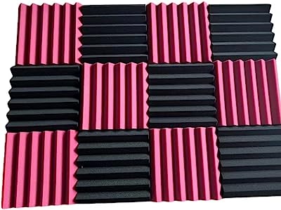 Photo 1 of 12 Pack Burgundy BLACK 2" x 12" x 12" Acoustic Wedge Studio Foam Sound Absorption Wall Panels