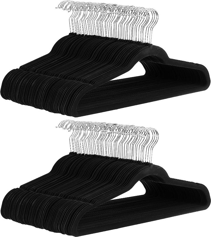 Photo 1 of 
Amazon Basics Slim Velvet, Non-Slip Suit Clothes Hangers, Pack of 100, Black/Silver
