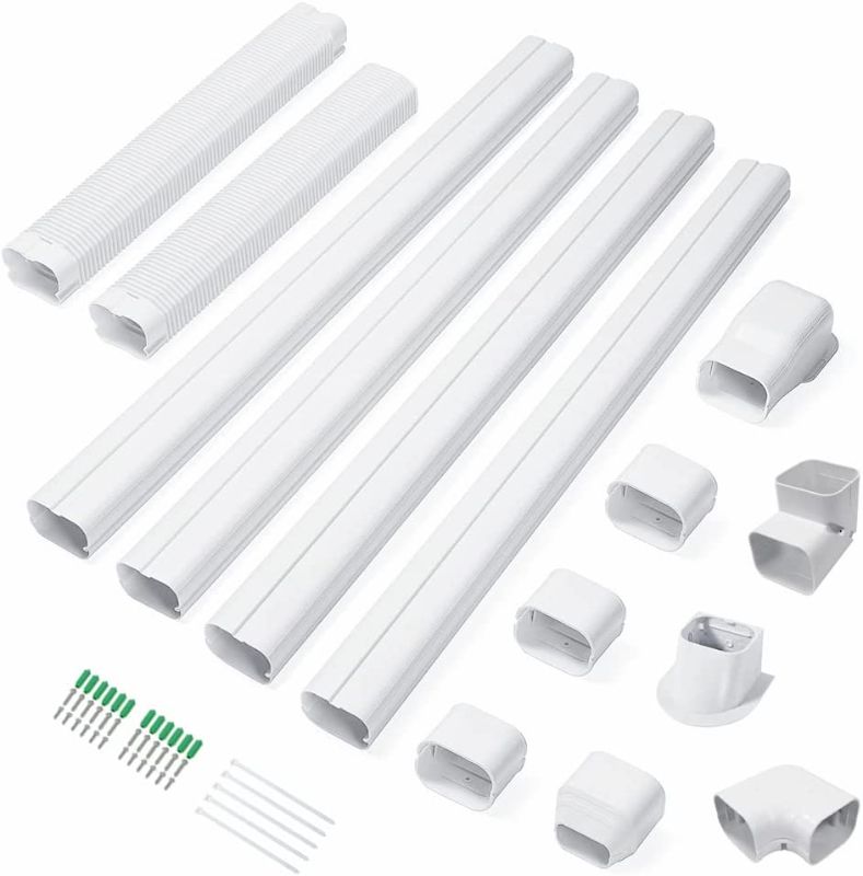 Photo 1 of Cestluck 3'' 17 Ft PVC Decorative Pipe Line Cover Kit for Ductless Mini Split Air Conditioner-Full Set, No Other Parts Needed