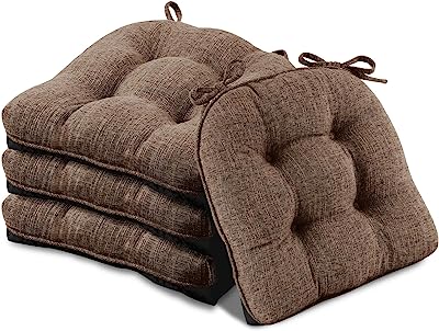 Photo 1 of Basic Beyond Chair Cushions for Dining Chairs 4 Pack, Memory Foam Chair Cushion with Ties and Non Slip Backing, 15.5 x 15.5 inches Tufted Chair Pads for Dining Chairs(Brown