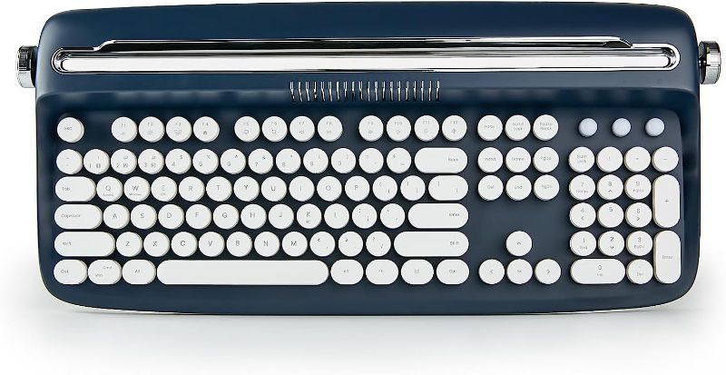 Photo 1 of  Wireless Typewriter Keyboard, Retro Bluetooth Aesthetic Keyboard with Integrated Stand for Multi-Device 