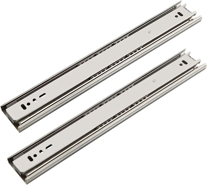 Photo 1 of Drawer track Stainless Steel Three-Section Cabinet Slide Rail Slide Home Guide Rail Side Mounted Guide Rail (Size : 40cm