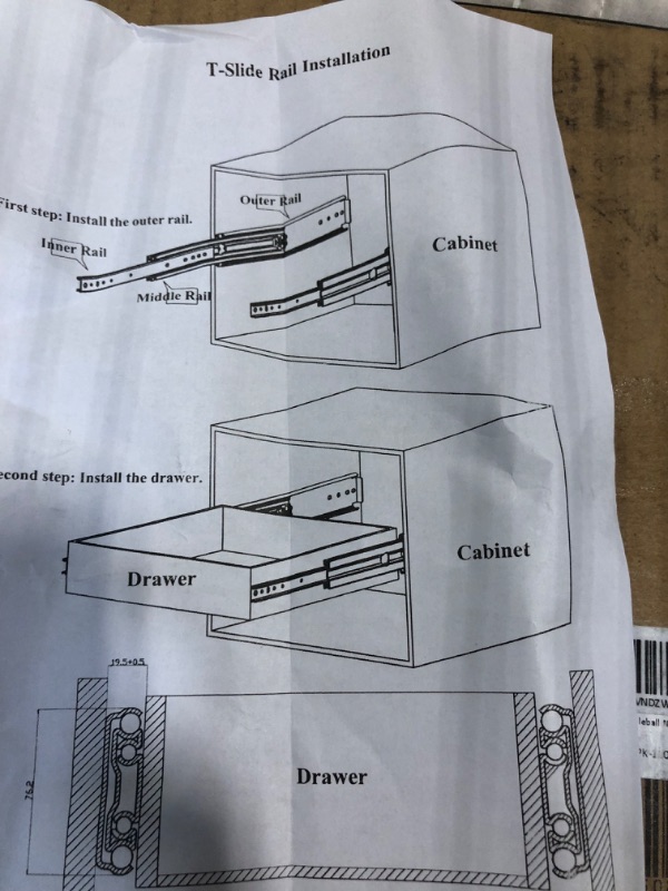 Photo 3 of Drawer track Stainless Steel Three-Section Cabinet Slide Rail Slide Home Guide Rail Side Mounted Guide Rail (Size : 40cm