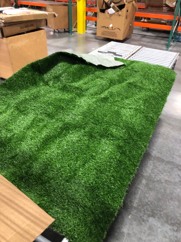 Photo 3 of  Grass Turf Lawn-5 Feet x 8 Feet, 0.4" Indoor Outdoor Rug Synthetic Grass Mat Fake Grass

