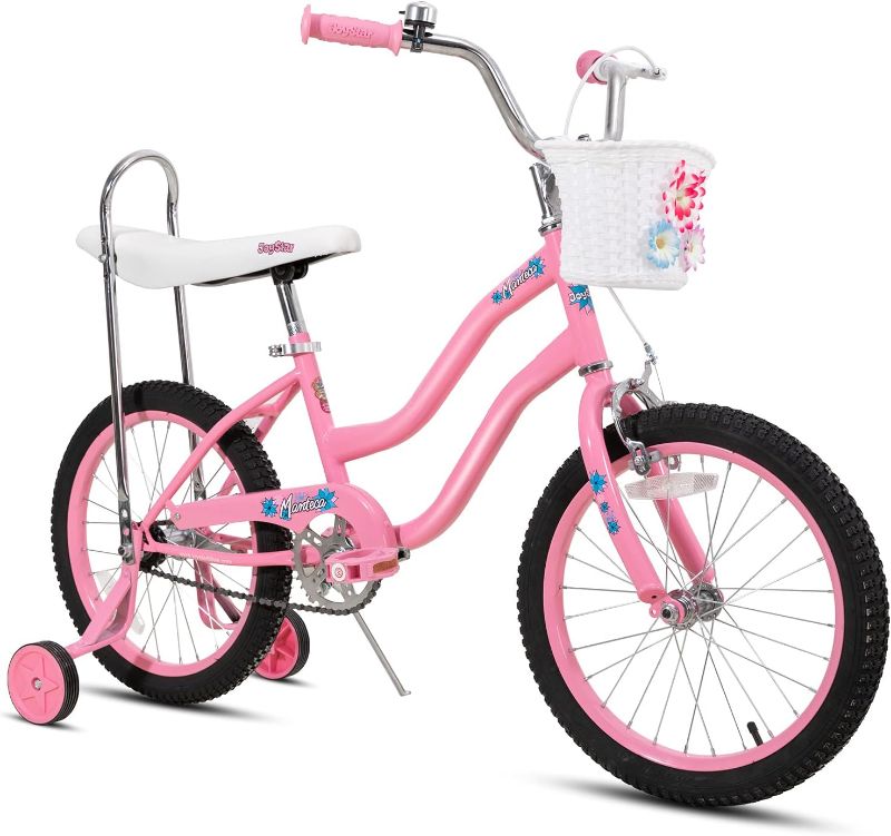 Photo 1 of JOYSTAR 20 Inch Girls Bike with Training Wheels, Banana Seat Bike for Girls Ages 7-12 Years Old, Kids' Girls Bicycle with Front Handbrake and Coaster Brakes, Kickstand Included