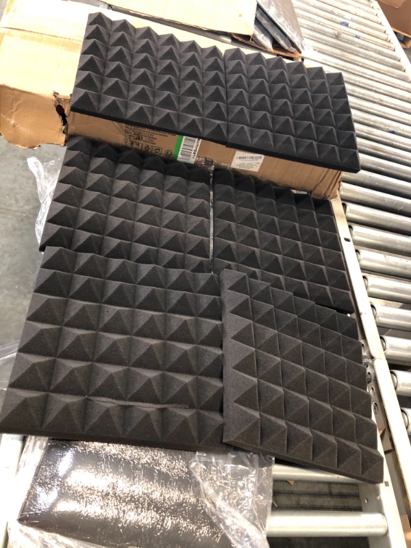 Photo 2 of Acoustic Panels - 12 Pack Set 12x12x2 Inches Black Pyramid Acoustic Foam, Fire-Proofed Soundproof Wall Panels, 25kg/cbm Sound Proof Foam Panels ? Sound Panels for Recording Studio and Music Room